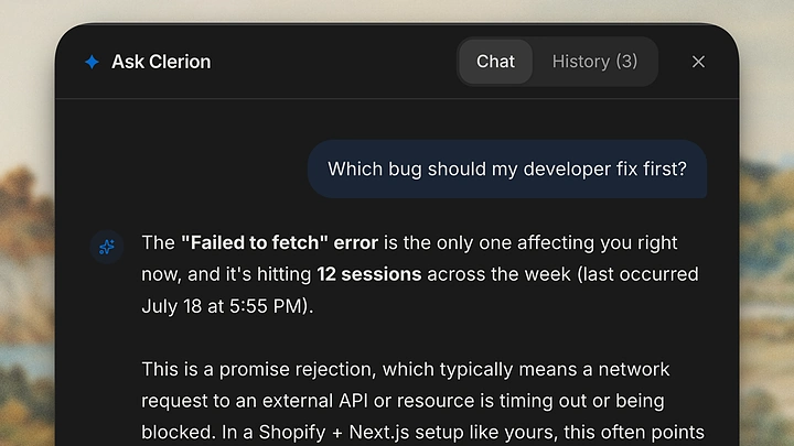 Ask Clerion answering: Which bug should my developer fix first?