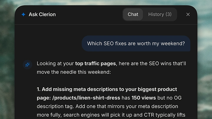 Ask Clerion answering: Which SEO fixes are worth my weekend?
